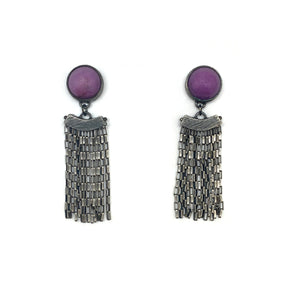 Purple Phosphosiderite Fringe Earrings-Earrings-Heather Guidero-Pistachios