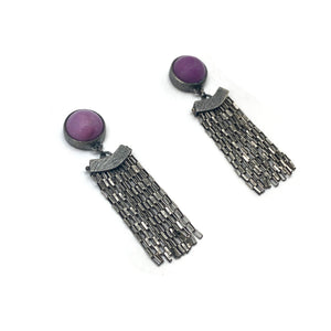 Purple Phosphosiderite Fringe Earrings-Earrings-Heather Guidero-Pistachios