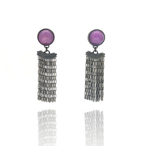 Purple Phosphosiderite Fringe Earrings-Earrings-Heather Guidero-Pistachios