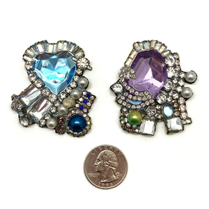 Purple and Blue Rhinestone Studs-Earrings-Nikki Couppee-Pistachios