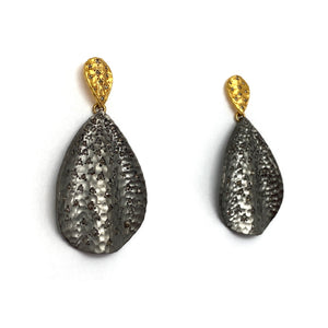 Raw Diamond Black Dangle Earrings-Earrings-Amit Mangal-Pistachios