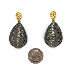 Raw Diamond Black Dangle Earrings-Earrings-Amit Mangal-Pistachios