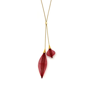 Red Adjustable Nylon Large Bulb Necklace-Necklaces-Dorine Decayeux-Pistachios