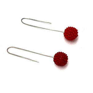 Red Bead Earrings-Earrings-Monica Nesseler-Pistachios