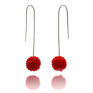 Red Bead Earrings-Earrings-Monica Nesseler-Pistachios