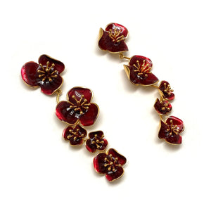 Red Five Flower Earrings-Earrings-Georgia Charal-Pistachios