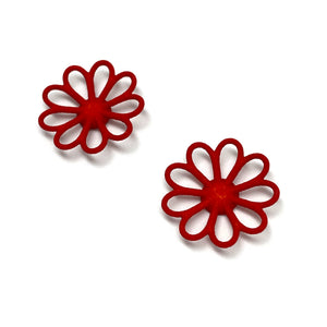 Red Flower Stud Earrings-Earrings-Eve Balashova-Pistachios