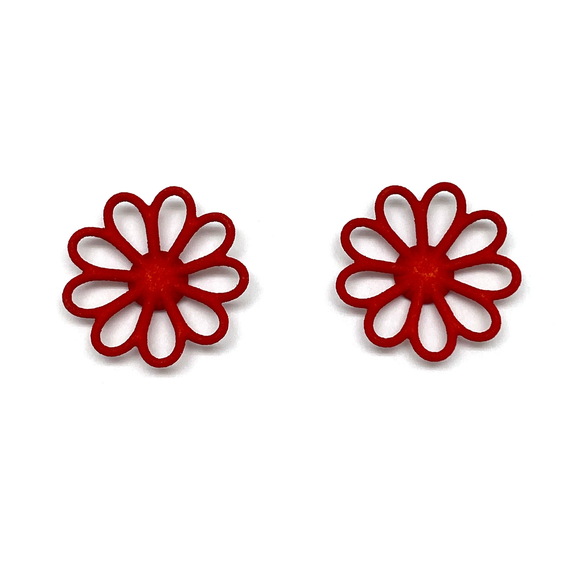 Red Flower Stud Earrings-Earrings-Eve Balashova-Pistachios