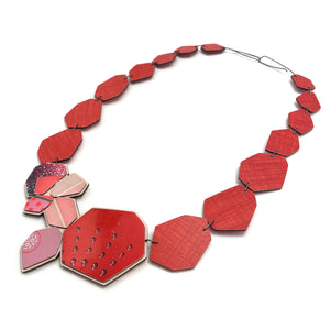 Red Geometric Necklace-Necklaces-Stephanie Smith-Pistachios