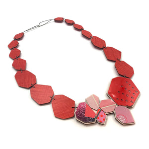 Red Geometric Necklace-Necklaces-Stephanie Smith-Pistachios