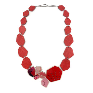 Red Geometric Necklace-Necklaces-Stephanie Smith-Pistachios