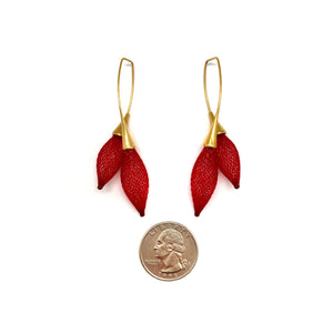 Red Nylon Double Bulb Threader Earrings-Earrings-Dorine Decayeux-Pistachios