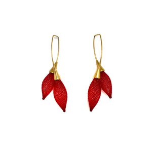 Red Nylon Double Bulb Threader Earrings-Earrings-Dorine Decayeux-Pistachios