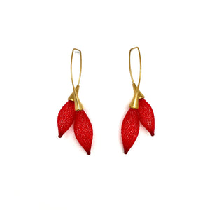 Red Nylon Double Bulb Threader Earrings-Earrings-Dorine Decayeux-Pistachios