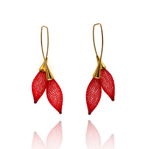 Red Nylon Double Bulb Threader Earrings-Earrings-Dorine Decayeux-Pistachios