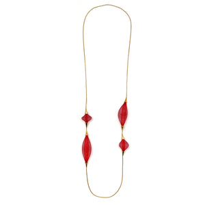 Red Nylon Multi-Bulb Necklace-Necklaces-Dorine Decayeux-Pistachios