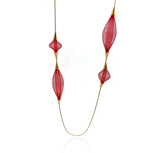 Red Nylon Multi-Bulb Necklace-Necklaces-Dorine Decayeux-Pistachios