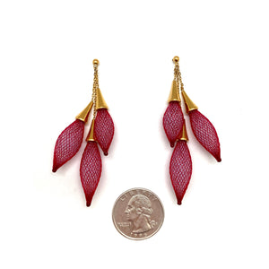 Red Triple Bulb Dangle Earrings-Earrings-Dorine Decayeux-Pistachios