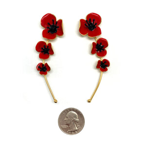 Red Triple Poppy Post Earrings-Earrings-Georgia Charal-Pistachios