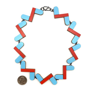 Red and Blue Geometric Necklace-Necklaces-Karen Vanmol-Pistachios