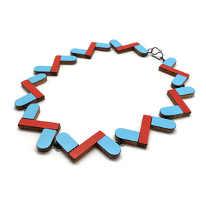 Red and Blue Geometric Necklace-Necklaces-Karen Vanmol-Pistachios