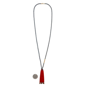 Red and Gold Enamel Pendant Necklace-Necklaces-Jenne Rayburn-Pistachios