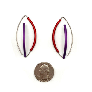 Red and Purple 3D Bow Earrings-Earrings-Ursula Muller-Pistachios