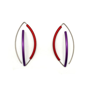 Red and Purple 3D Bow Earrings-Earrings-Ursula Muller-Pistachios