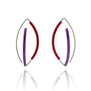 Red and Purple 3D Bow Earrings-Earrings-Ursula Muller-Pistachios