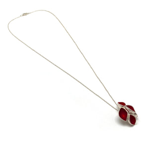 Red and Silver Leaf Necklace-Necklaces-Sabine Müller-Pistachios