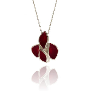 Red and Silver Leaf Necklace-Necklaces-Sabine Müller-Pistachios