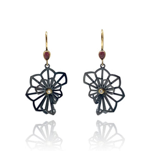 Rhodolite Double Fold Anise Earrings-earrings-Karin Jacobson-Pistachios