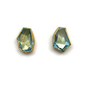 Rose Cut Aquamarine Stud Earrings-Earrings-Petra Class-Pistachios