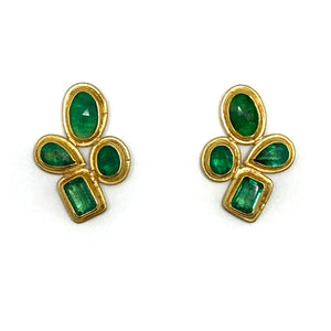 Rose Cut Emerald Stud Earrings-Earrings-Petra Class-Pistachios