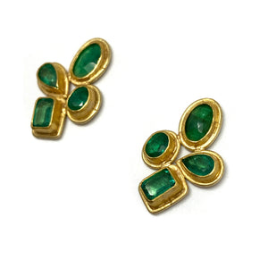 Rose Cut Emerald Stud Earrings-Earrings-Petra Class-Pistachios