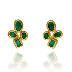 Rose Cut Emerald Stud Earrings-Earrings-Petra Class-Pistachios