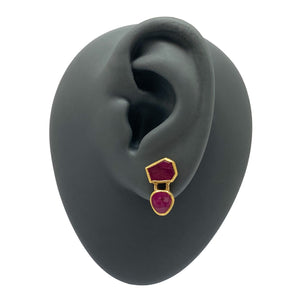 Rose Cut Ruby Drop Stud Earrings-Earrings-Petra Class-Pistachios