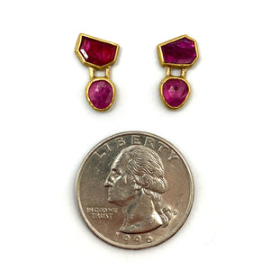 Rose Cut Ruby Drop Stud Earrings-Earrings-Petra Class-Pistachios