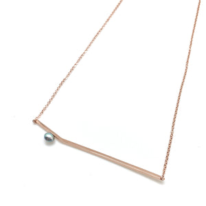 Rose Gold Pearl Line Necklace-Necklaces-Katerina Pimenidu-Pistachios