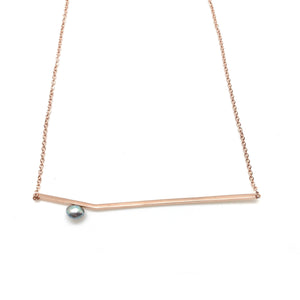 Rose Gold Pearl Line Necklace-Necklaces-Katerina Pimenidu-Pistachios