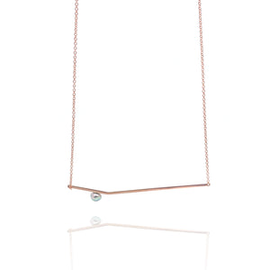 Rose Gold Pearl Line Necklace-Necklaces-Katerina Pimenidu-Pistachios