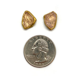 Rough Cut Morganite Stud Earrings-Earrings-Petra Class-Pistachios