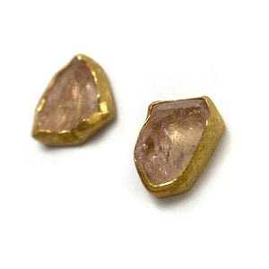 Rough Cut Morganite Stud Earrings-Earrings-Petra Class-Pistachios