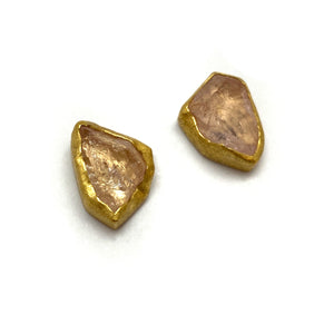 Rough Cut Morganite Stud Earrings-Earrings-Petra Class-Pistachios