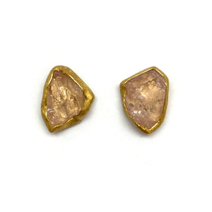 Rough Cut Morganite Stud Earrings-Earrings-Petra Class-Pistachios