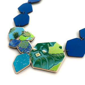 Royal Blue Geometric Necklace-Necklaces-Stephanie Smith-Pistachios