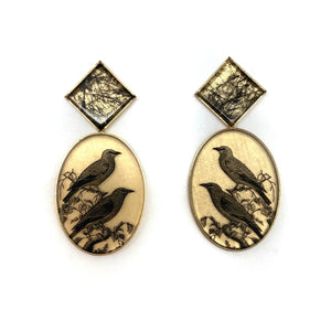 Rutilated Quartz Songbird Earrings-Earrings-Anna Bánkuti-Pistachios