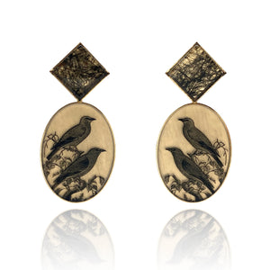 Rutilated Quartz Songbird Earrings-Earrings-Anna Bánkuti-Pistachios