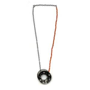 Silver Concave Pendant With Carnelian Chain-Necklaces-So Young Park-Pistachios