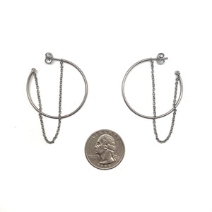 Silver Hoop and Chain Earrings - Small-Earrings-Fritz Heiring-Pistachios